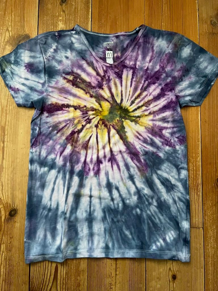 FESTVIVAL Tie Dye Hippie shirt M handgeverfd door mij, uniek, Ophalen of Verzenden, Nieuw, Maat 48/50 (M), Blauw
