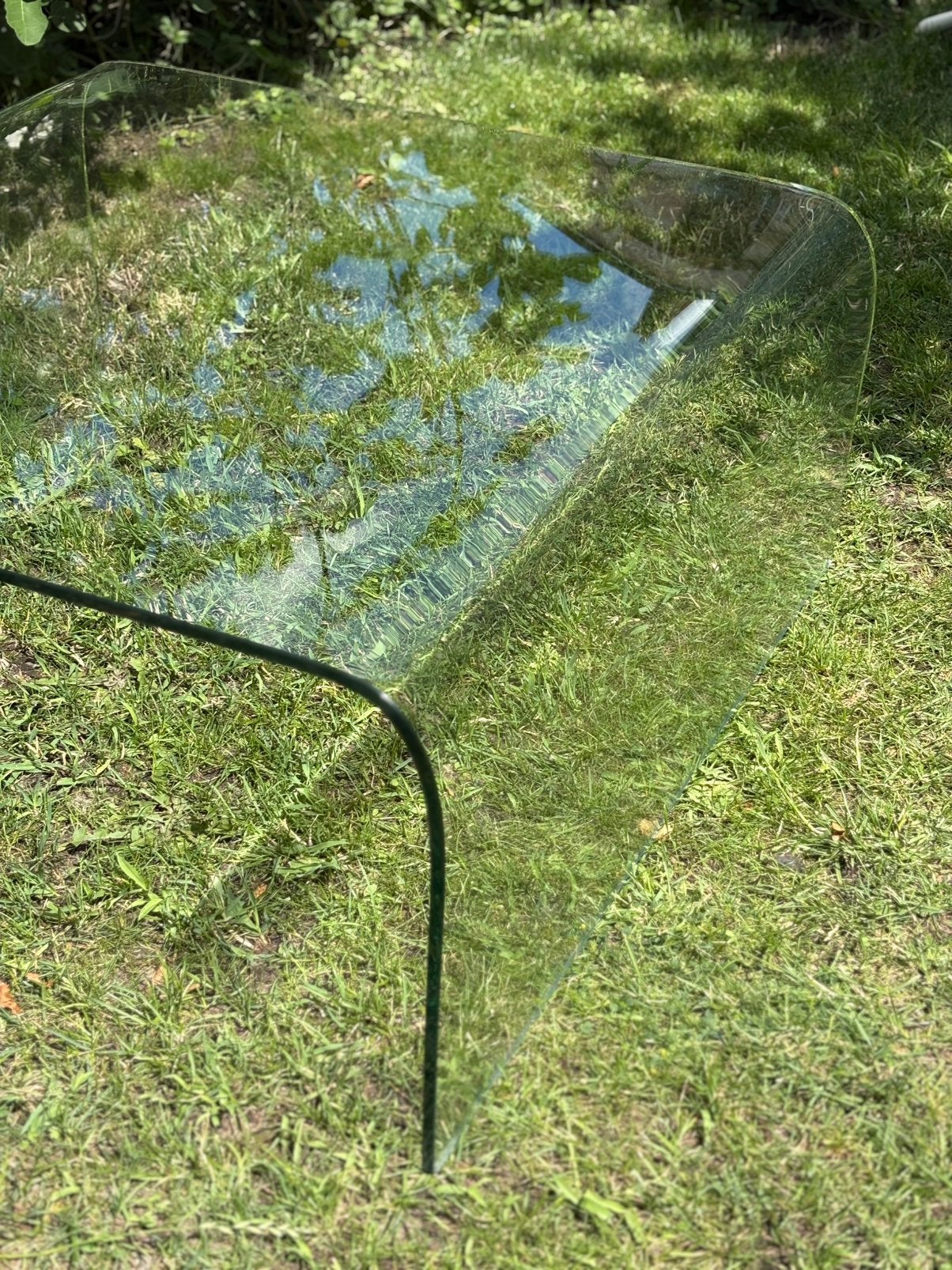 Glazen salontafel, Tuin en Terras, Ophalen, Zo goed als nieuw, Vierkant, Overige materialen