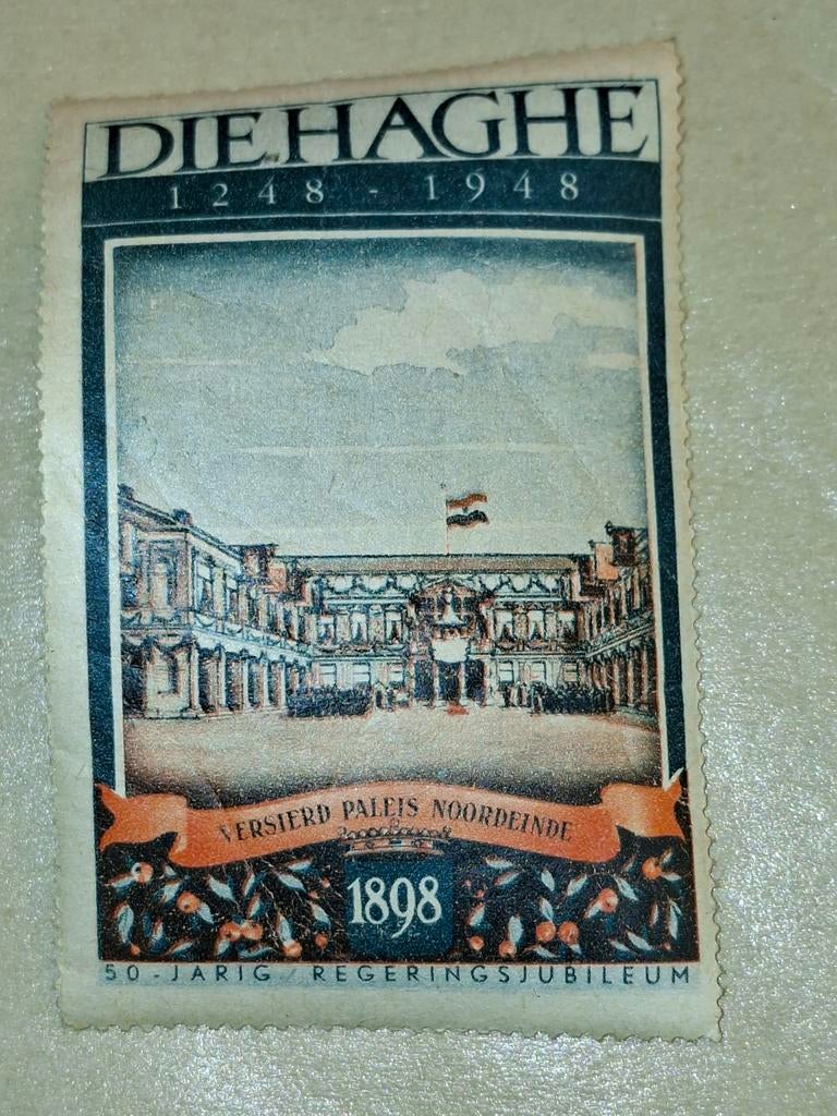 Sluitzegel 1948 DIE HAGHE 50 jarig regeringsjubileum, Ophalen of Verzenden