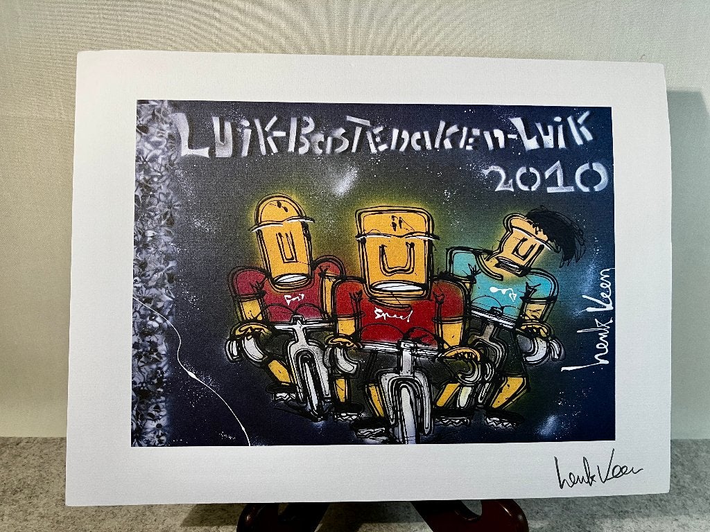 Henk Veen artprint wielertour Luik-Bastenaken-Luik 2010, Verzenden, Zo goed als nieuw, Overige typen