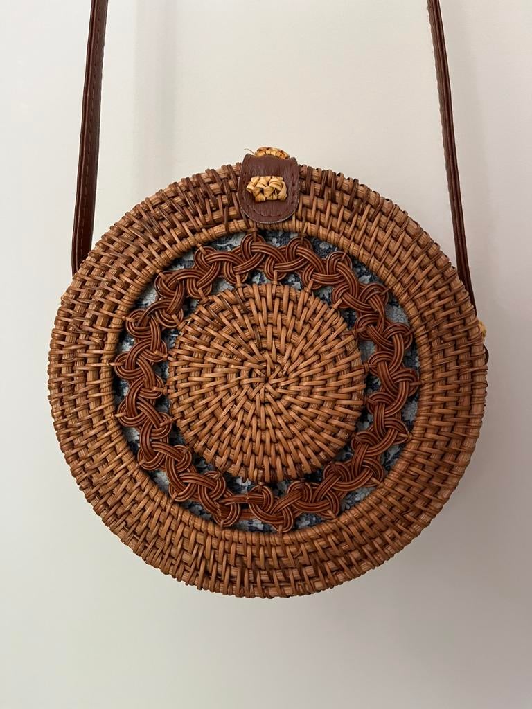 Bali tas rotan rond, Ophalen of Verzenden, Zo goed als nieuw, Bruin, Overige merken