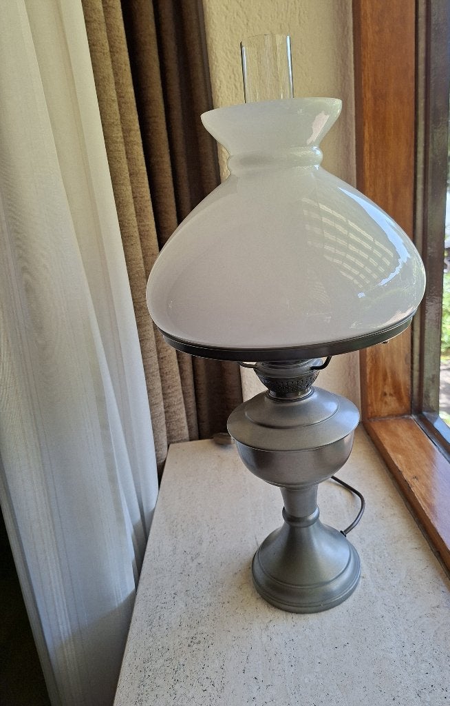 Schermlamp model als olielamp, Vintage, Olielamp, Overige kleuren, Met schakelaar