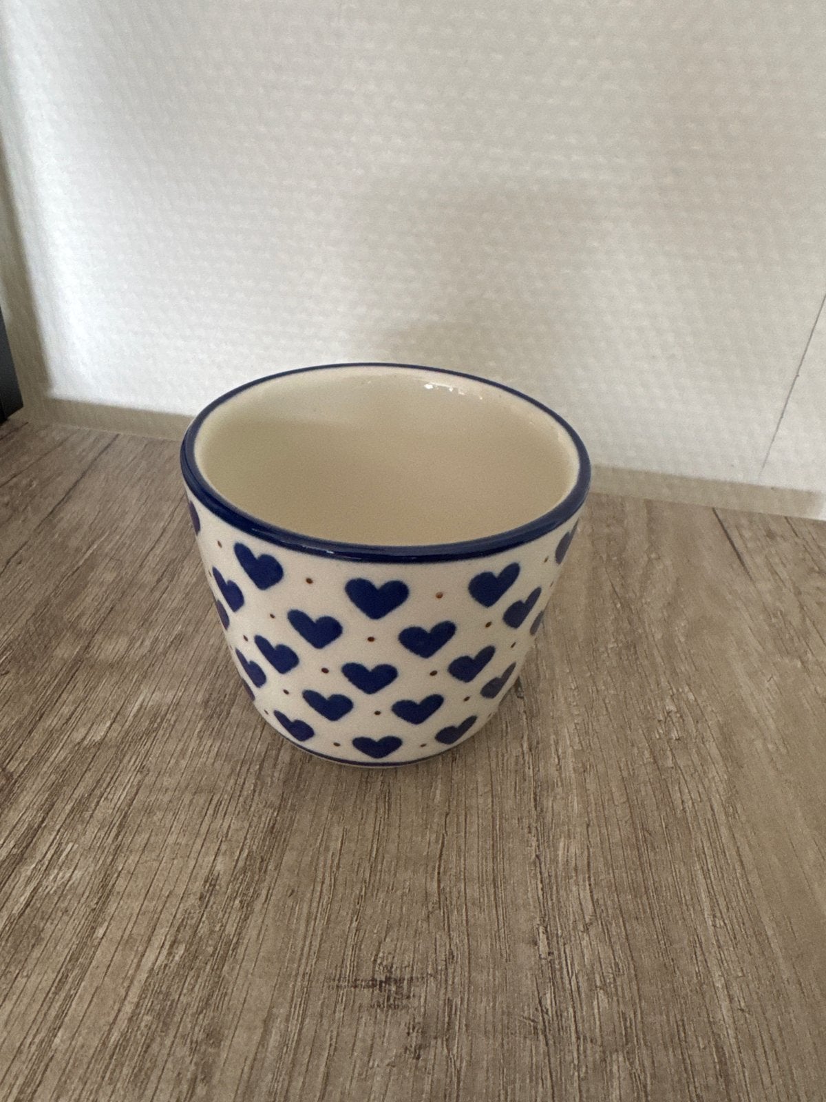 Bunzlau Castle Tumbler Mok 220ml - Blauwe Hartjes, Ophalen, Gebruikt, Overige merken, Keramiek