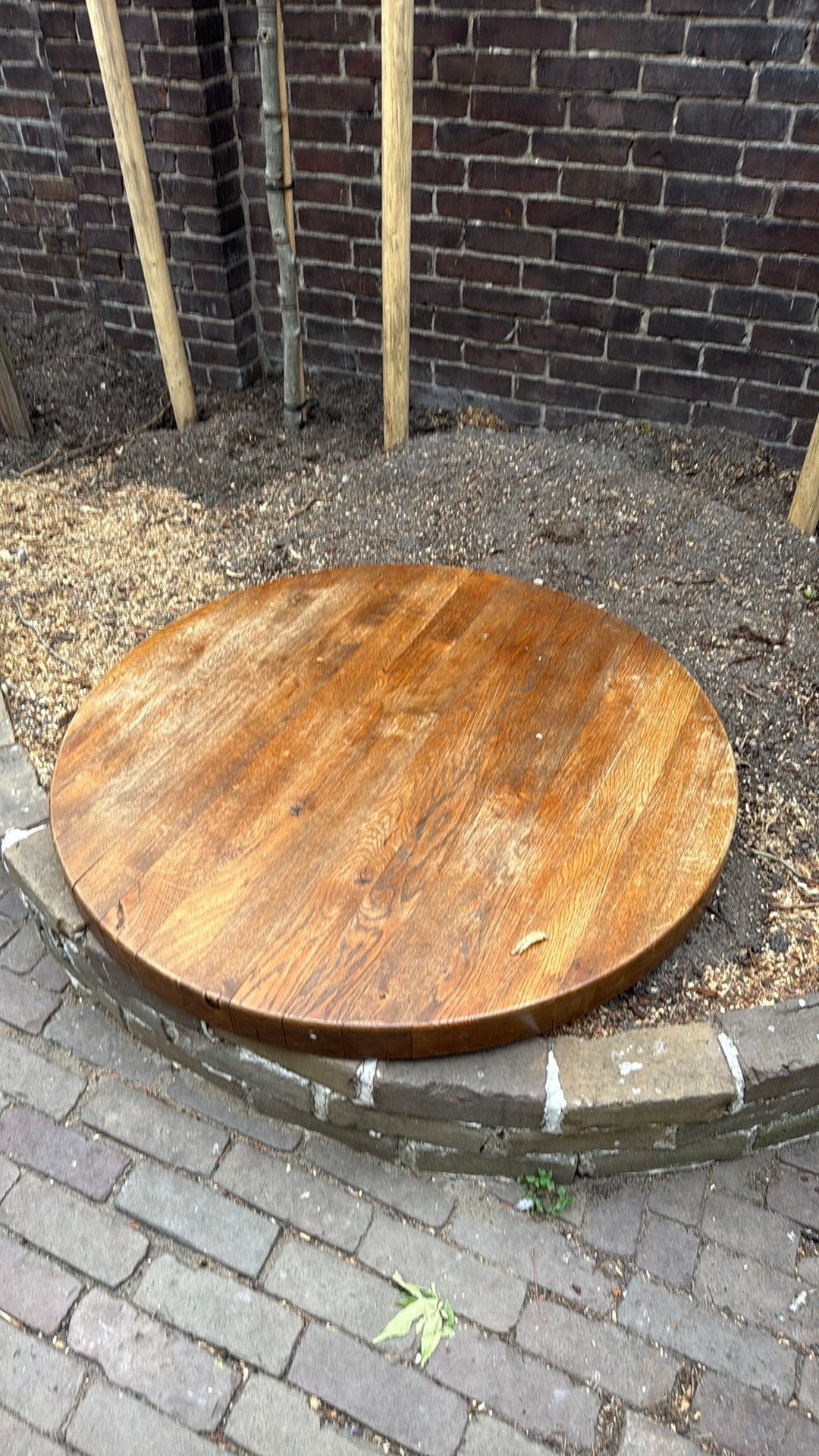 Tafelblad eiken, Ophalen, Gebruikt, Rond, 100 tot 150 cm