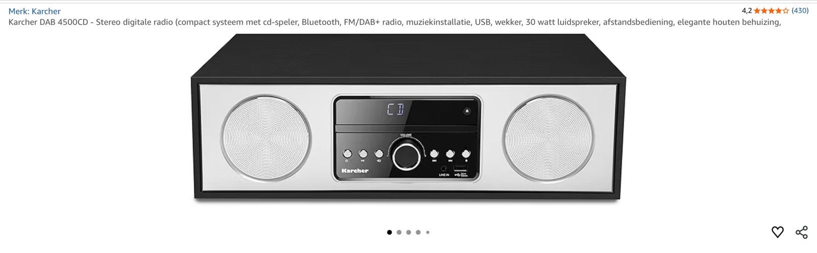 Karcher DAB 4500CD Stereo Digitale Radio met CD & Bluetooth, Overige merken, Ophalen of Verzenden, Zo goed als nieuw, Microset