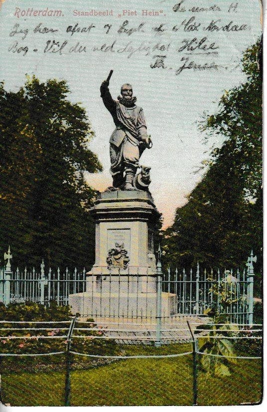 ROTTERDAM - STANDBEELD PIET HEIN, Verzamelen, Ansichtkaarten | Nederland, Ophalen of Verzenden, 1920 tot 1940, Ongelopen, Zuid-Holland