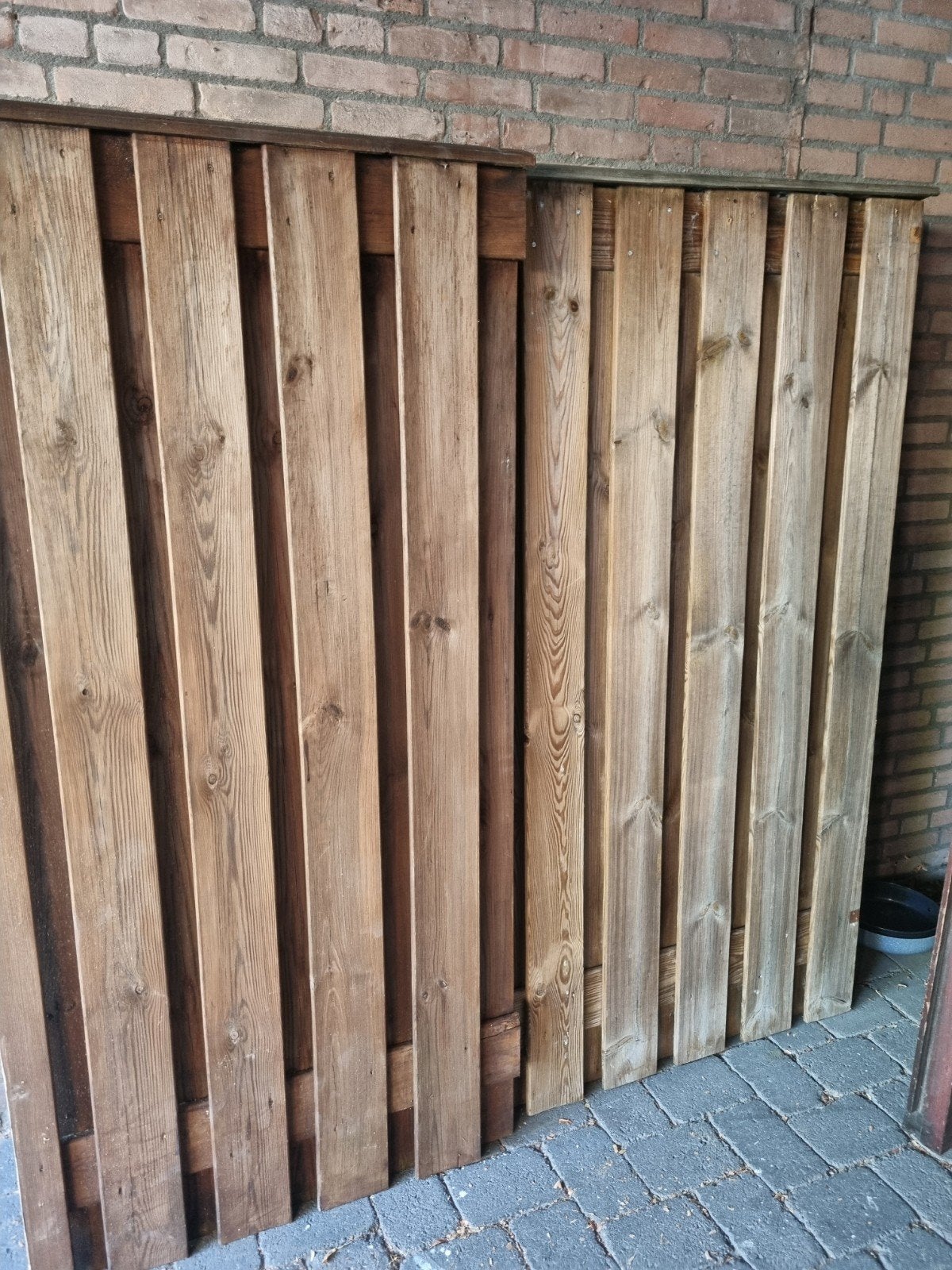 Te koop schutting, Tuin en Terras, Ophalen, Hout, 3 tot 6 meter, 1 tot 2 meter