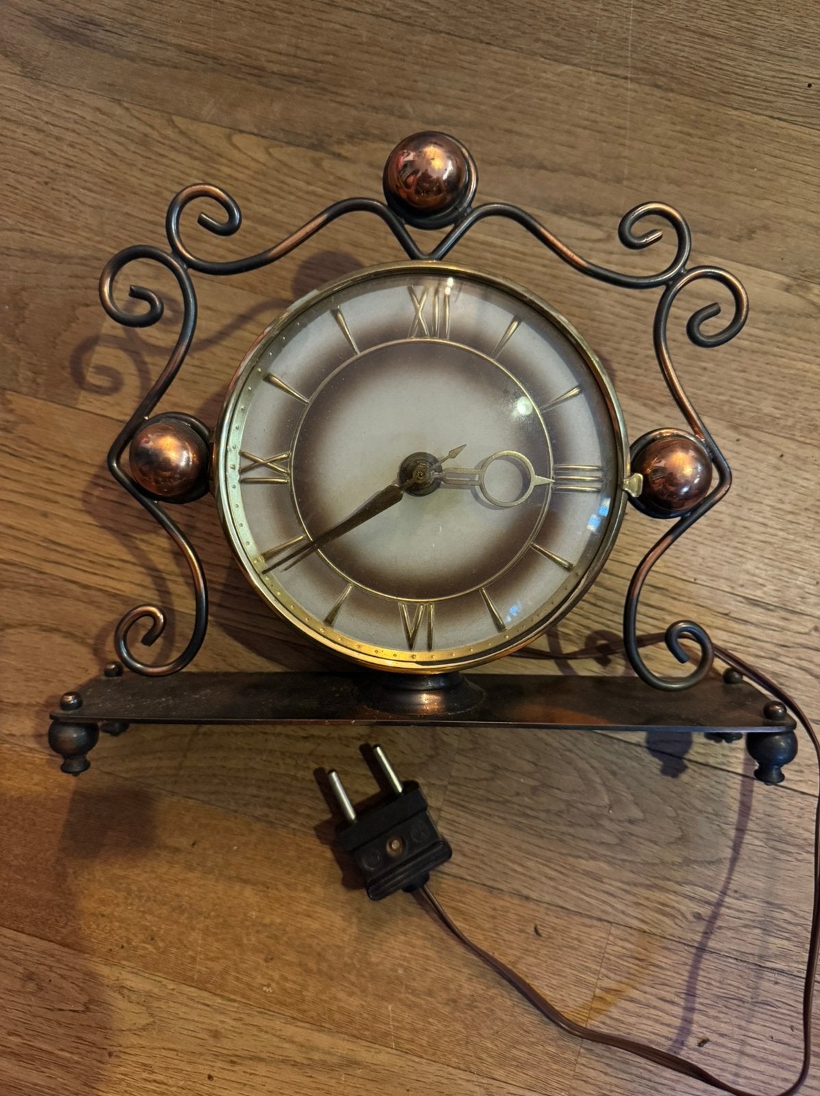 Vintage Jacob Palmtag / NUFA elektrische messing tafelklok, Antiek en Kunst, Ophalen of Verzenden