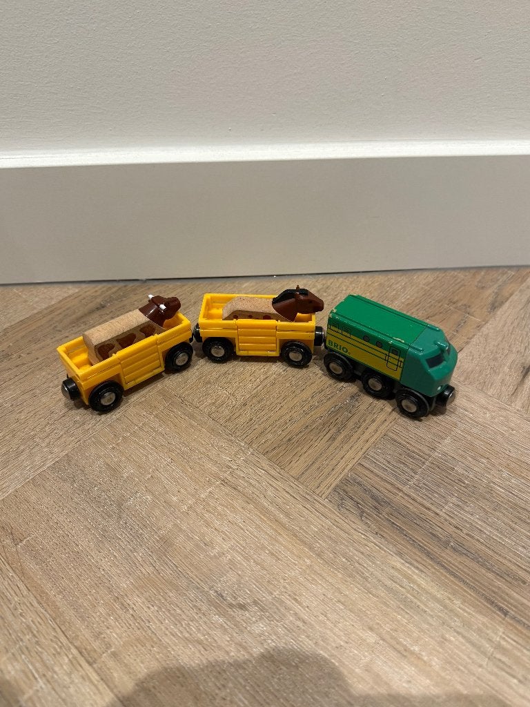 Heel goed Groen Brio boerderij dieren trein set 33404 koe, Ophalen of Verzenden, Zo goed als nieuw