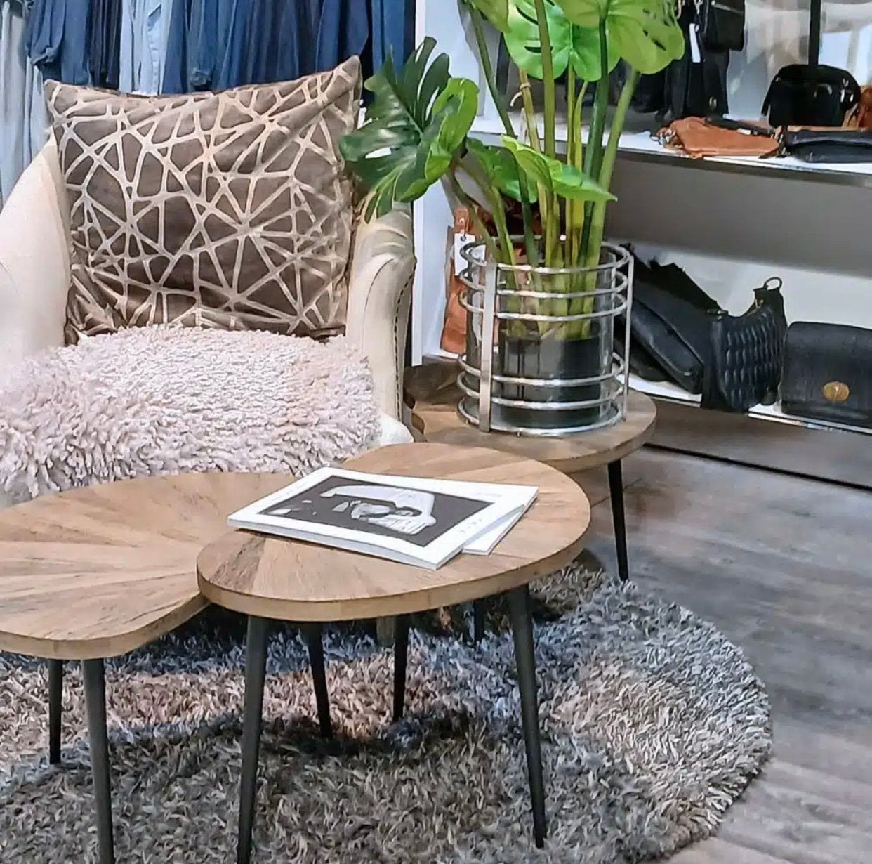 Nieuw in doos! Rivièra Maison Palm Springs 3 Salontafels, Huis en Inrichting, Ophalen, Minder dan 55 cm, Rond, Nieuw