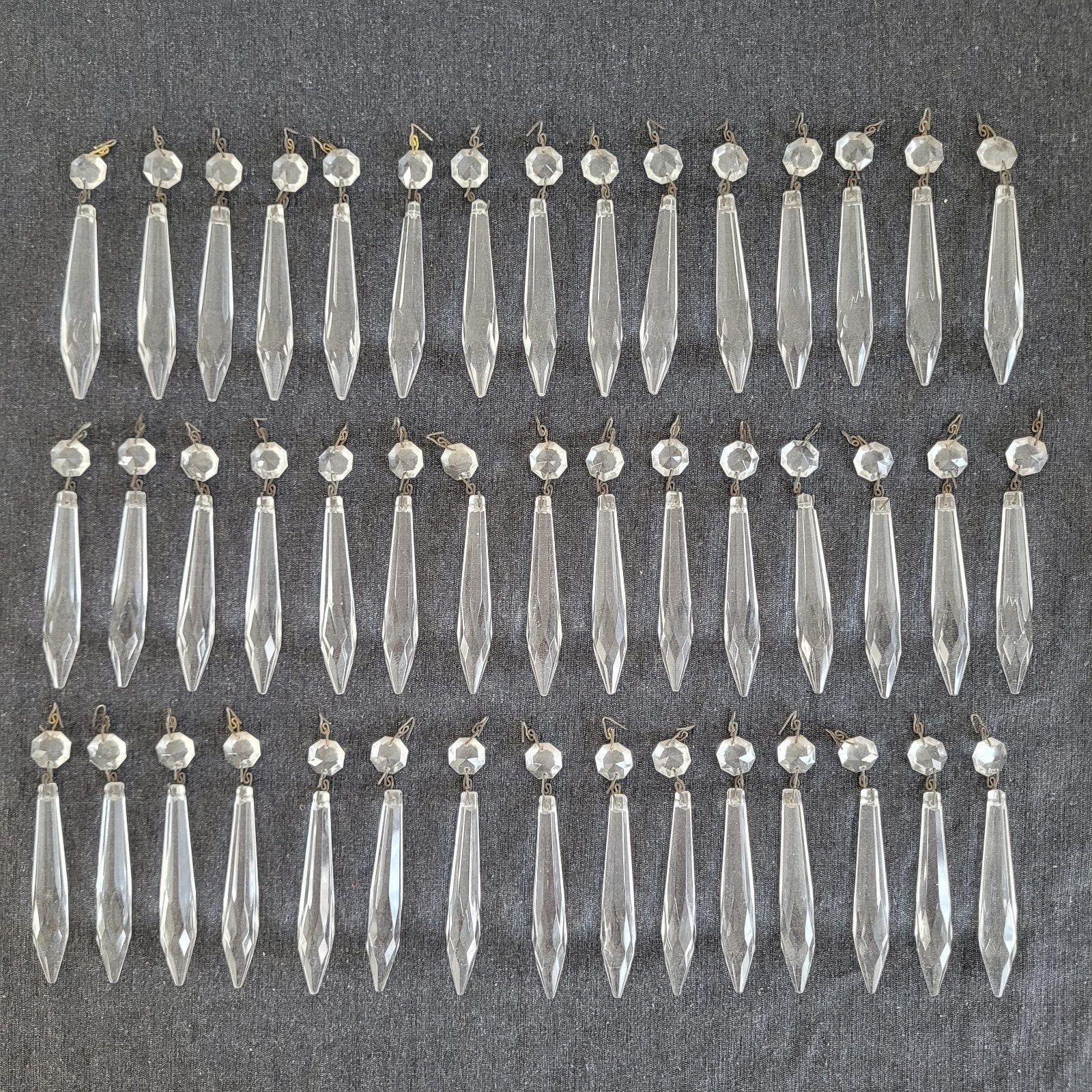 45 grote pegels diamant pijlen onderdelen kroonluchter, Ophalen of Verzenden, Gebruikt, Glas