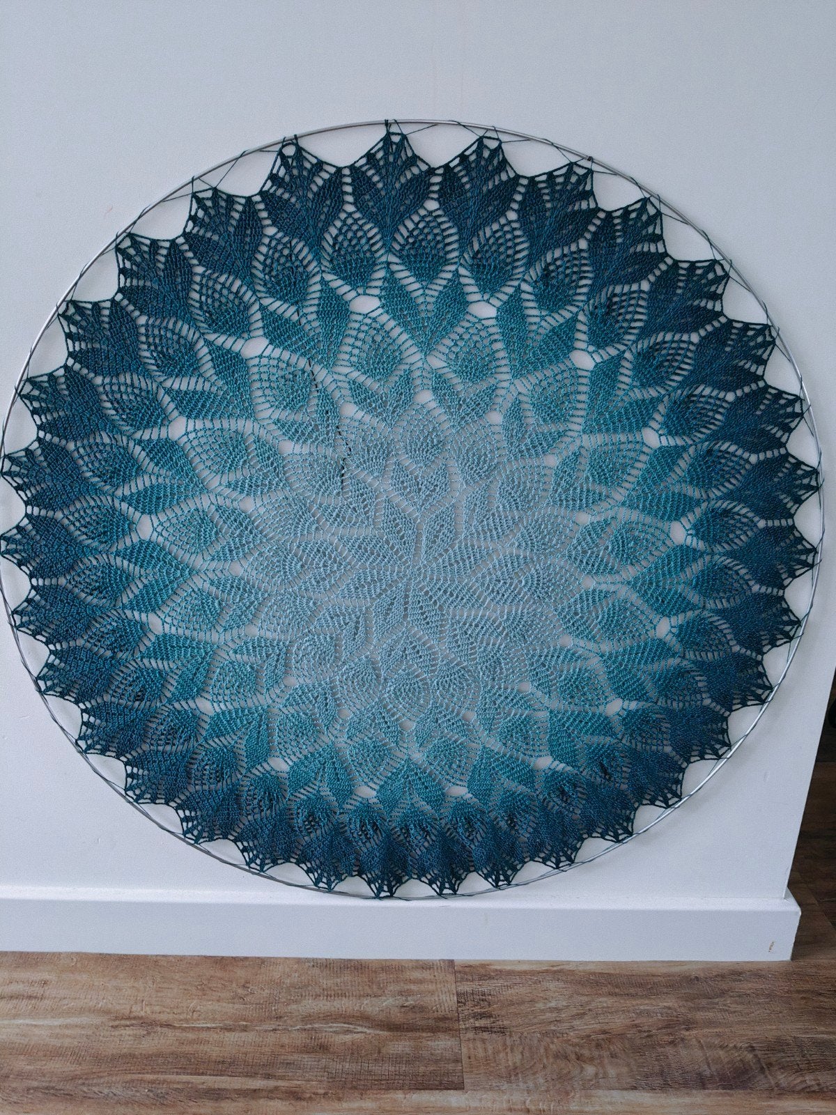 gehaakt wandkleed in blauw-groen ombré, Ophalen, Nieuw, Haken, Overige typen
