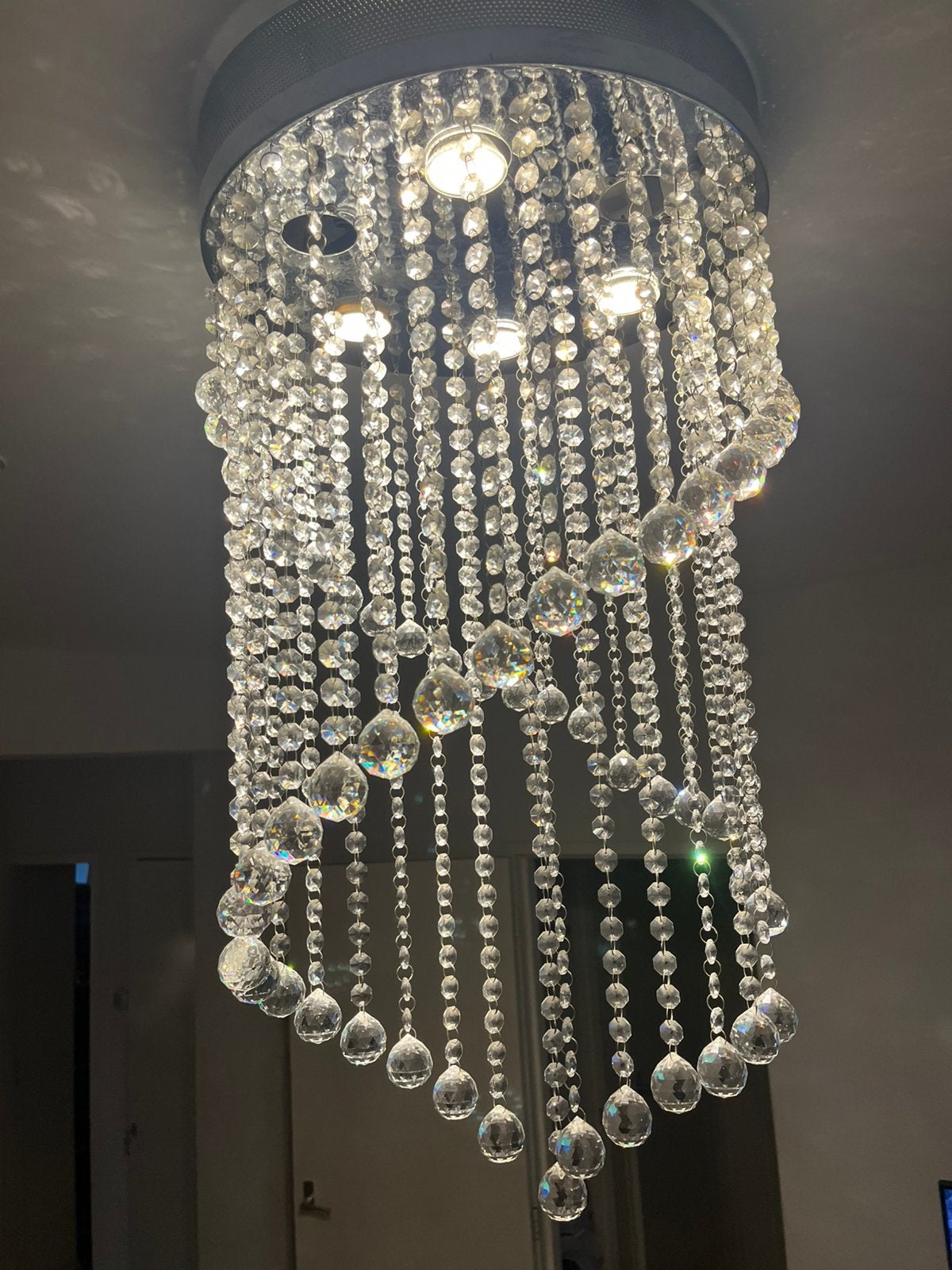 Kristallen hanglamp, Ophalen, Zo goed als nieuw