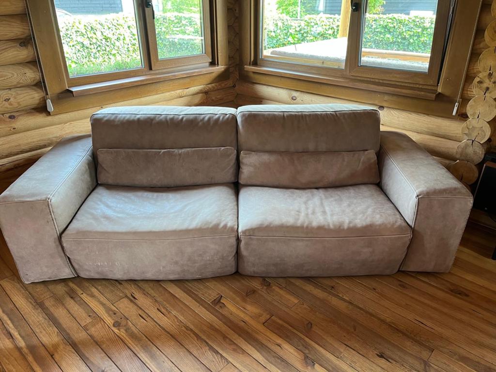 Luxe leren leefbank Chateau d'Ax met elektrische relaxfuncti, Ophalen, 250 tot 300 cm, Gebruikt, 100 tot 125 cm