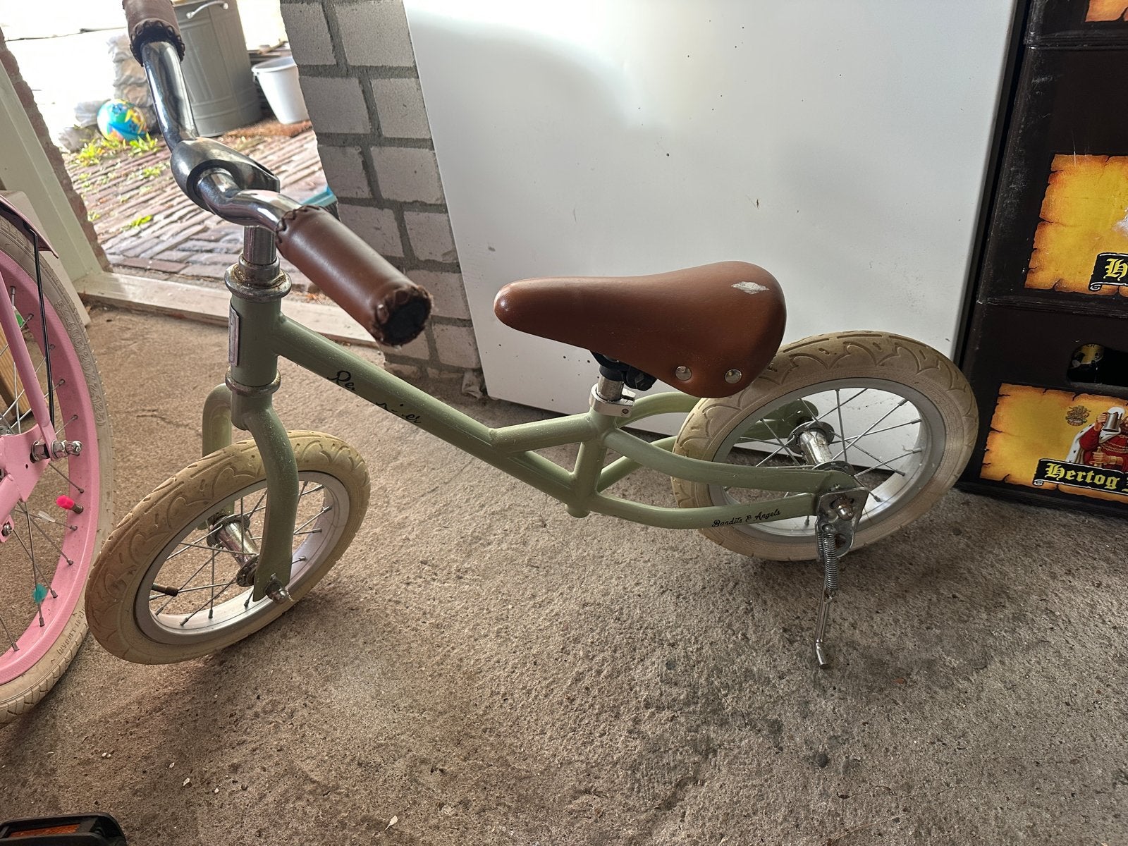 Bandits & Angels loopfiets - Groen met bruine accenten, Ophalen, Gebruikt, Loopfiets