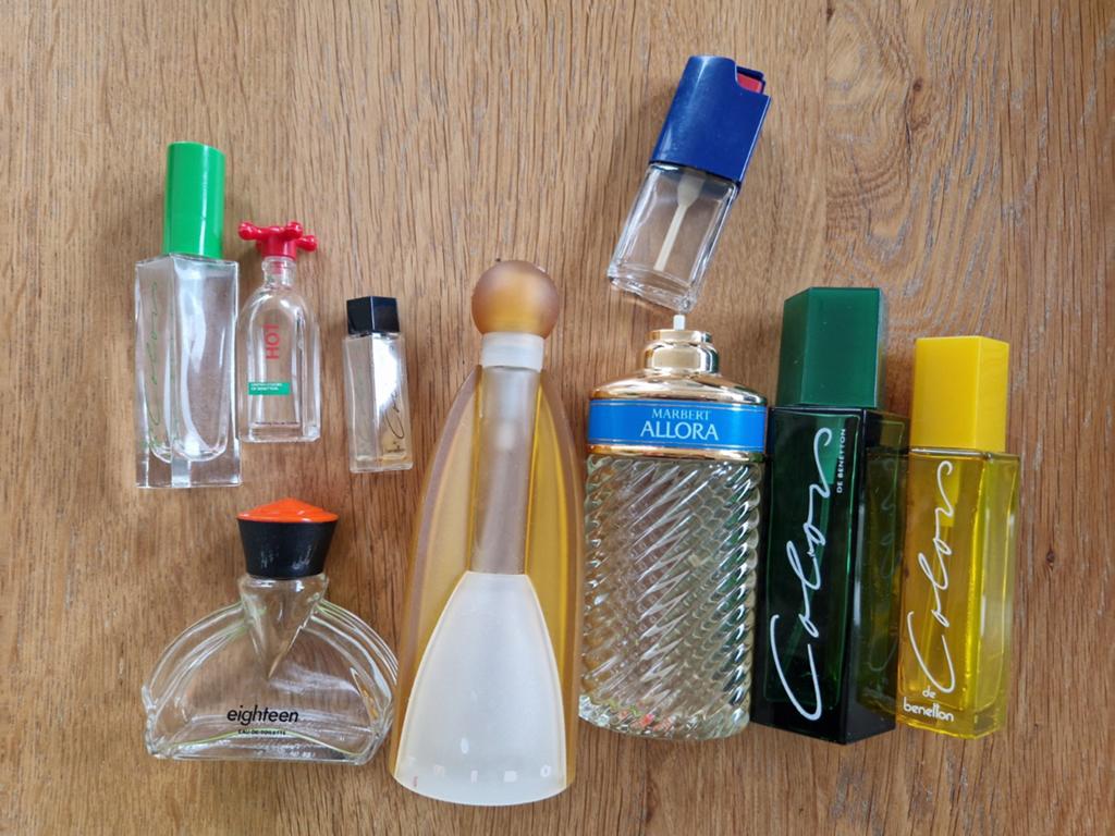 lege Retro parfumflesjes parfum eau de toilette Benetton Bic, Verzamelen, Ophalen of Verzenden, Gebruikt, Parfumfles
