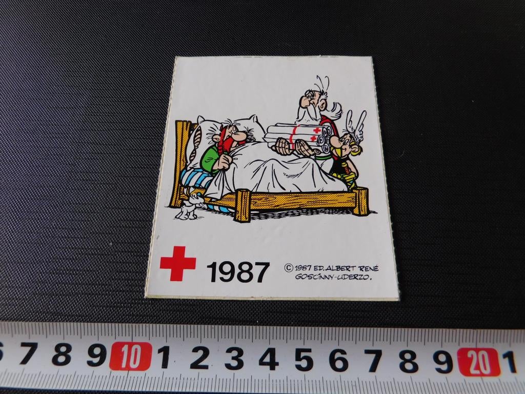 sticker Strip Astrix & Obelix Rode Kruis 1987 België, Ophalen, Zo goed als nieuw