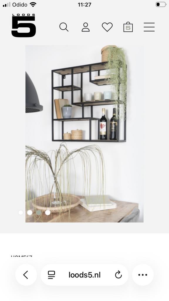 Wandkast Huub Loods 5  Mango hout metaal - Als nieu, Huis en Inrichting, Woonaccessoires | Wandplanken en Boekenplanken, Ophalen of Verzenden