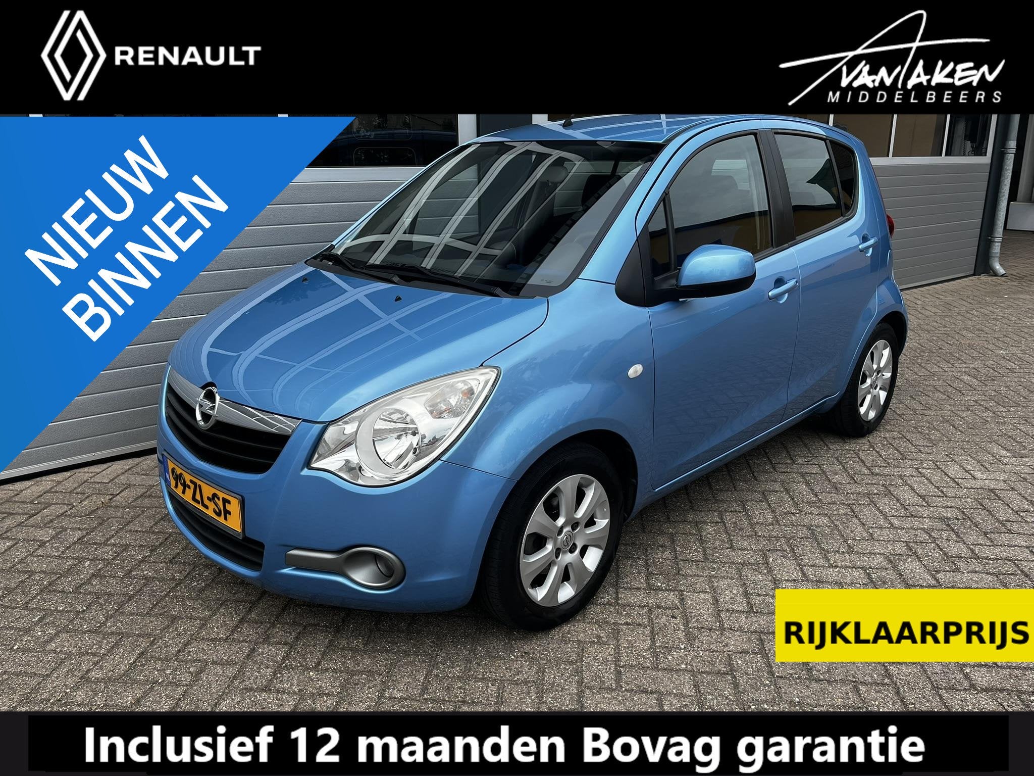 Opel Agila 1.2 Enjoy AIRCO, Auto's, Voorwielaandrijving, 4 cilinders, Blauw, Origineel Nederlands