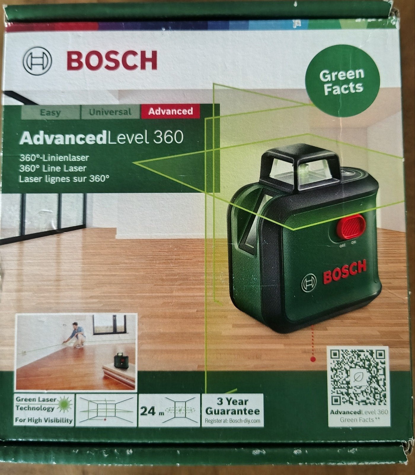 Bosch AdvancedLevel 360 Groene Lijnlaser - Nieuw, Doe-het-zelf en Verbouw, Meetapparatuur, Ophalen of Verzenden, Nieuw