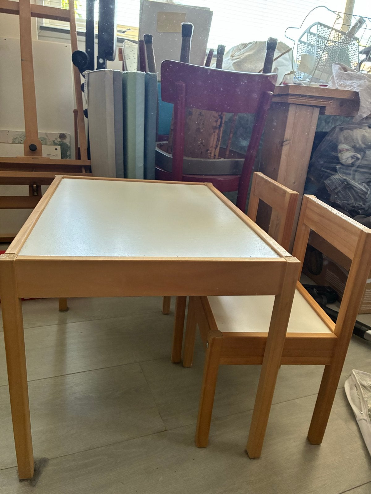 Houten kindersetje: tafeltje met twee stoeltjes, Ophalen, Gebruikt, Tafel(s) en Stoel(en)