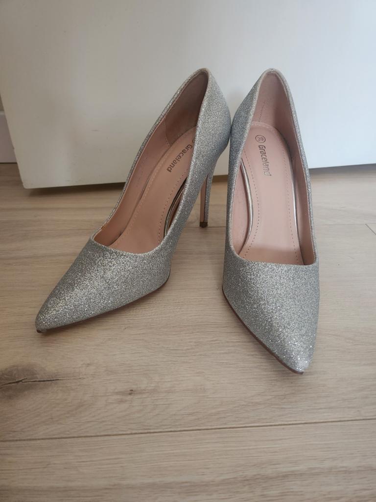 Zilveren pumps / hakken met glitter maat 39 Graceland, Pumps, Overige kleuren, Nieuw, Ophalen of Verzenden