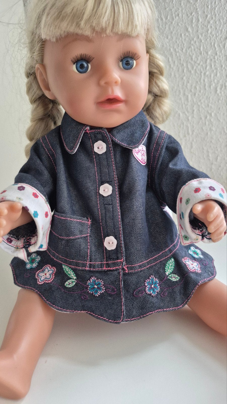 Baby Born / Baby Annabell Jasje - Denim met bloemen, Ophalen of Verzenden, Zo goed als nieuw, Meisje