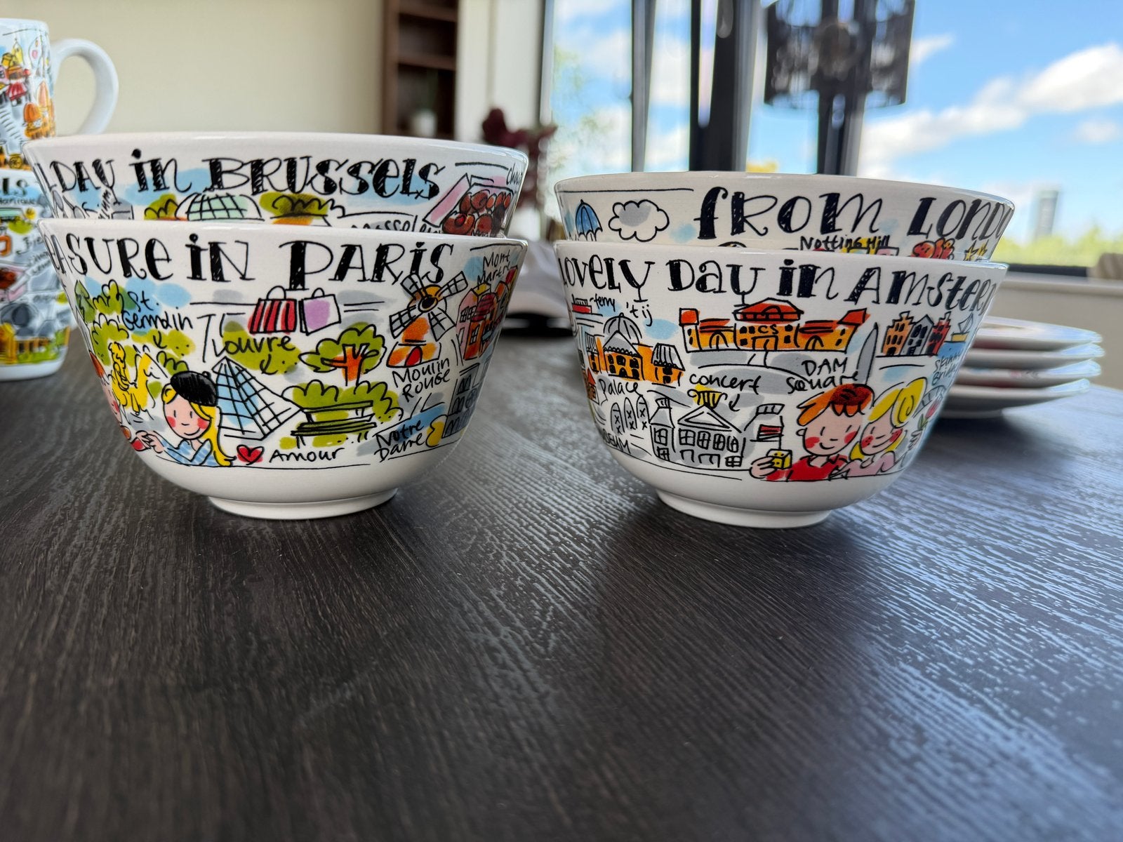 Set van 6 Blond Amsterdam kommen - Steden thema, Ophalen, Zo goed als nieuw, Aardewerk, Kom(men)