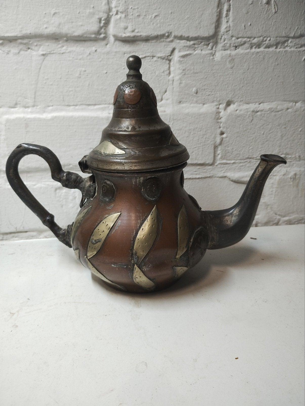 Antieke Marokkaanse theepot, koper en brons, Antiek en Kunst, Ophalen of Verzenden