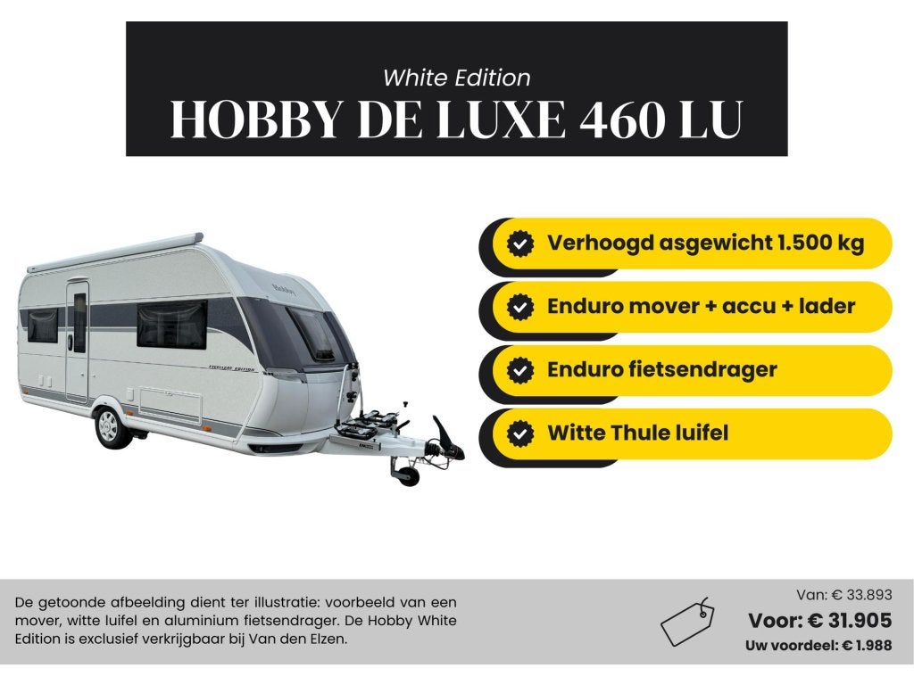 Hobby De Luxe 460 LU White Edition Actiepakket, Rondzit, Hobby, Bedrijf, 5 tot 6 meter
