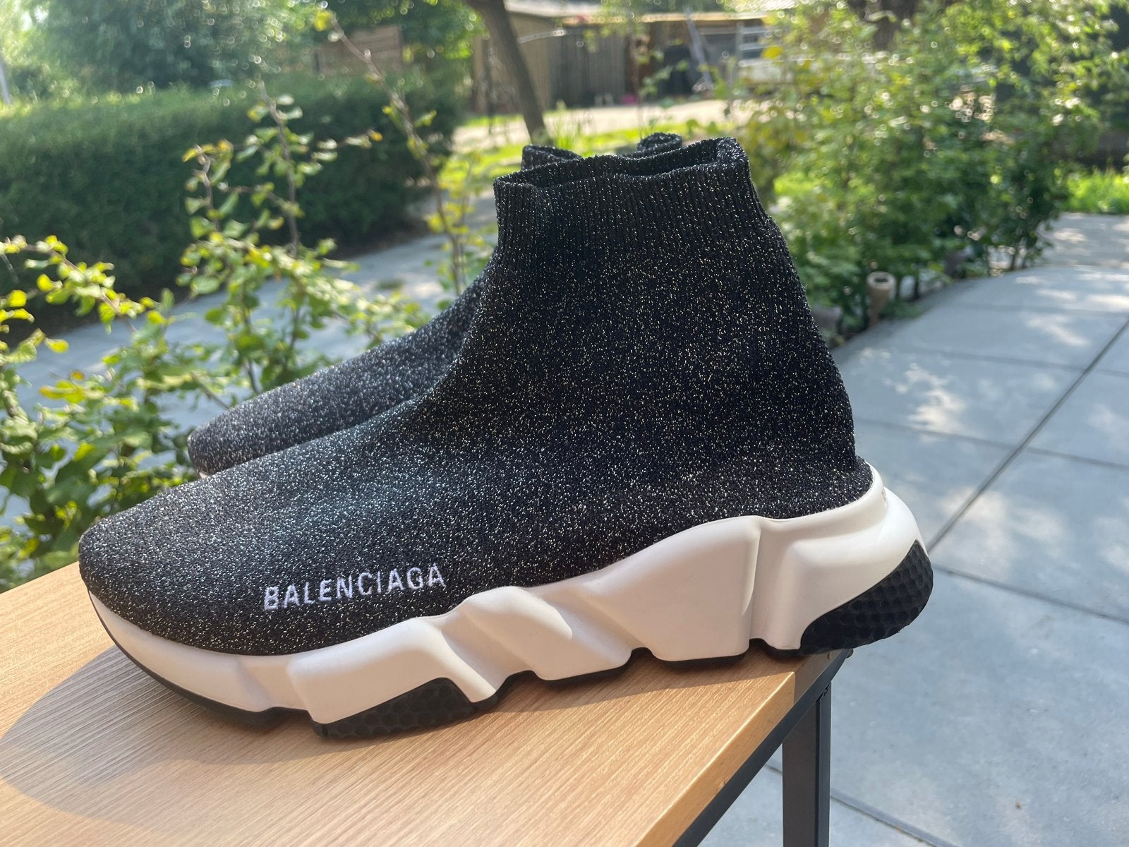 Balenciaga Speed Trainer Glitter Zwart Maat 38, Verzenden, Zo goed als nieuw, Zwart, Sneakers of Gympen