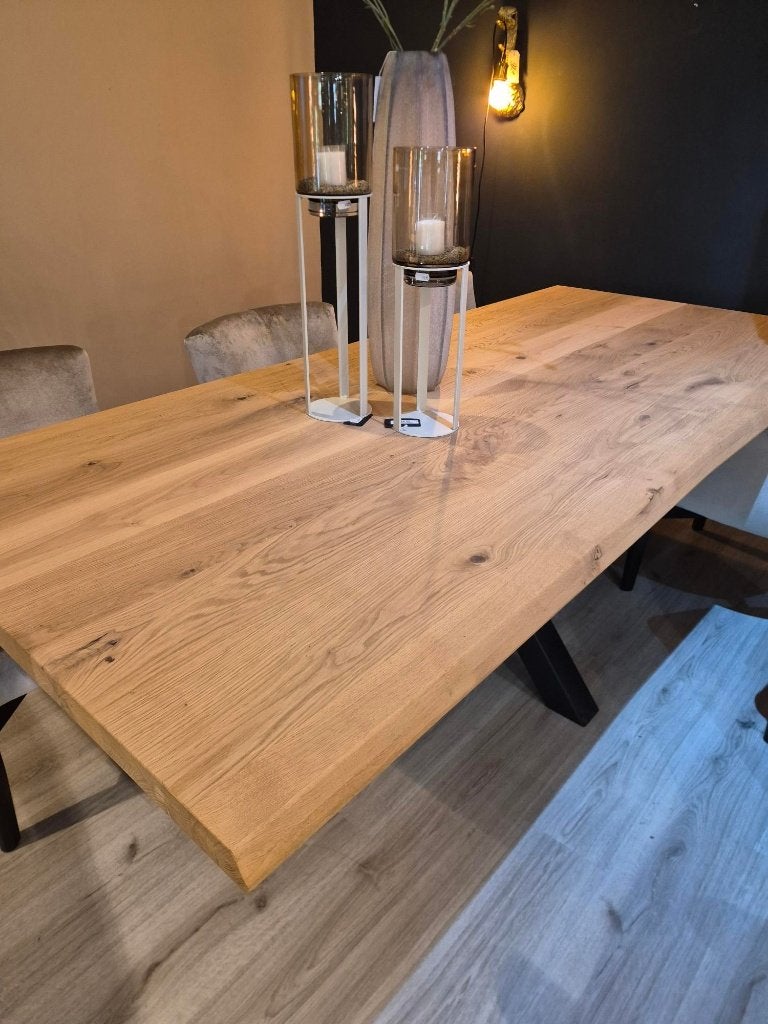 Eiken tafel 220x100 cm., Ophalen, Eikenhout, 200 cm of meer, 50 tot 100 cm