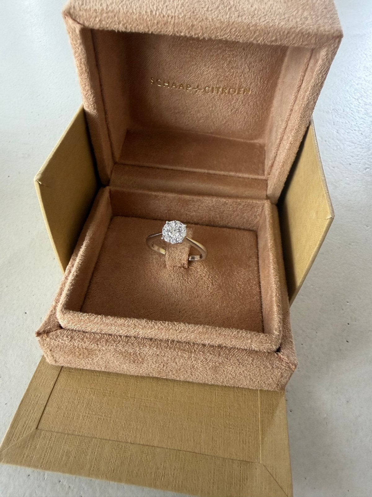 Verlovings Ring 18k Witgoud Briljant Schaap en Citroen, Sieraden, Tassen en Uiterlijk, Ringen, Wit, Nieuw, Ophalen of Verzenden