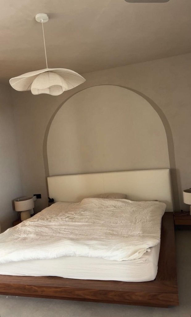 Mooie japandi stijl bed 180 x 200 cm, Ophalen, Japandi, Bruin, Tweepersoons