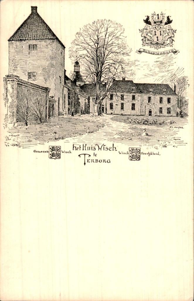 Terborg - Het Huis Wisch - Tekening, Ophalen of Verzenden, Voor 1920, Ongelopen, Gelderland