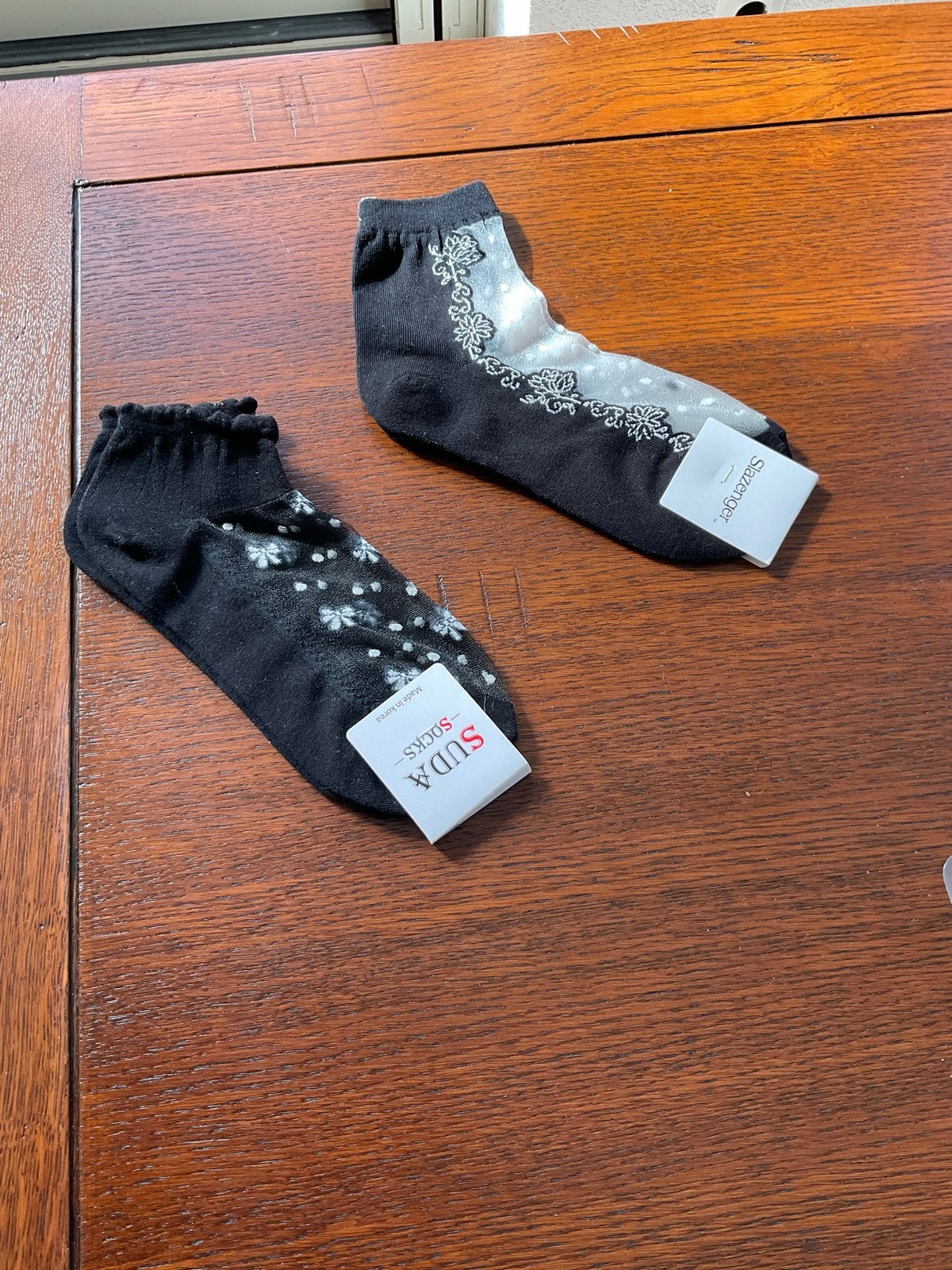 Koreaanse Sokken Maat 35-38 met nylon bewerkte bovenzijden, Sokken en Kniesokken, Zwart, Maat 35 t/m 38, Nieuw