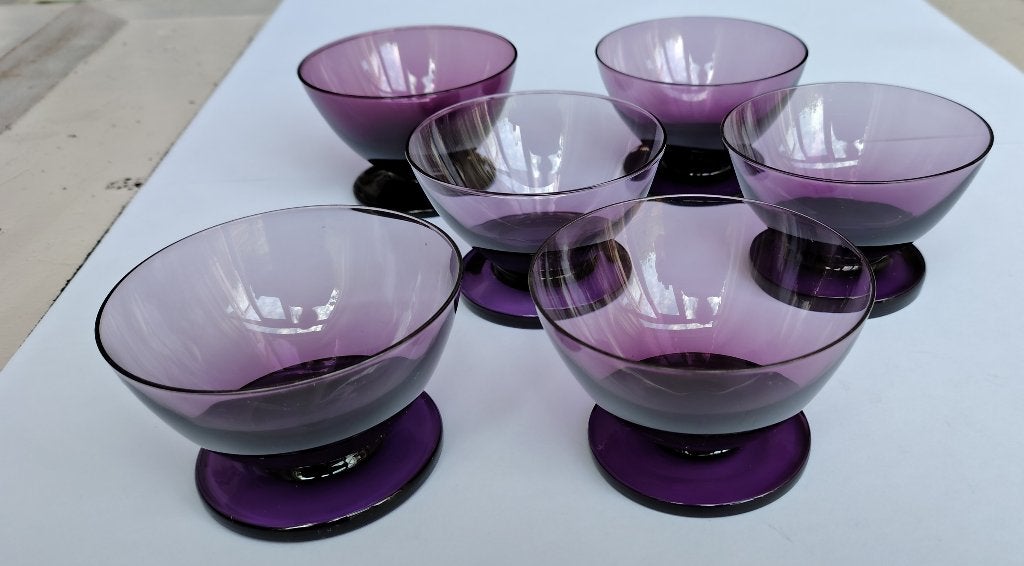 Carnaval glas Maastricht – 6 vruchtencoupes K1 Amethist, Ophalen of Verzenden