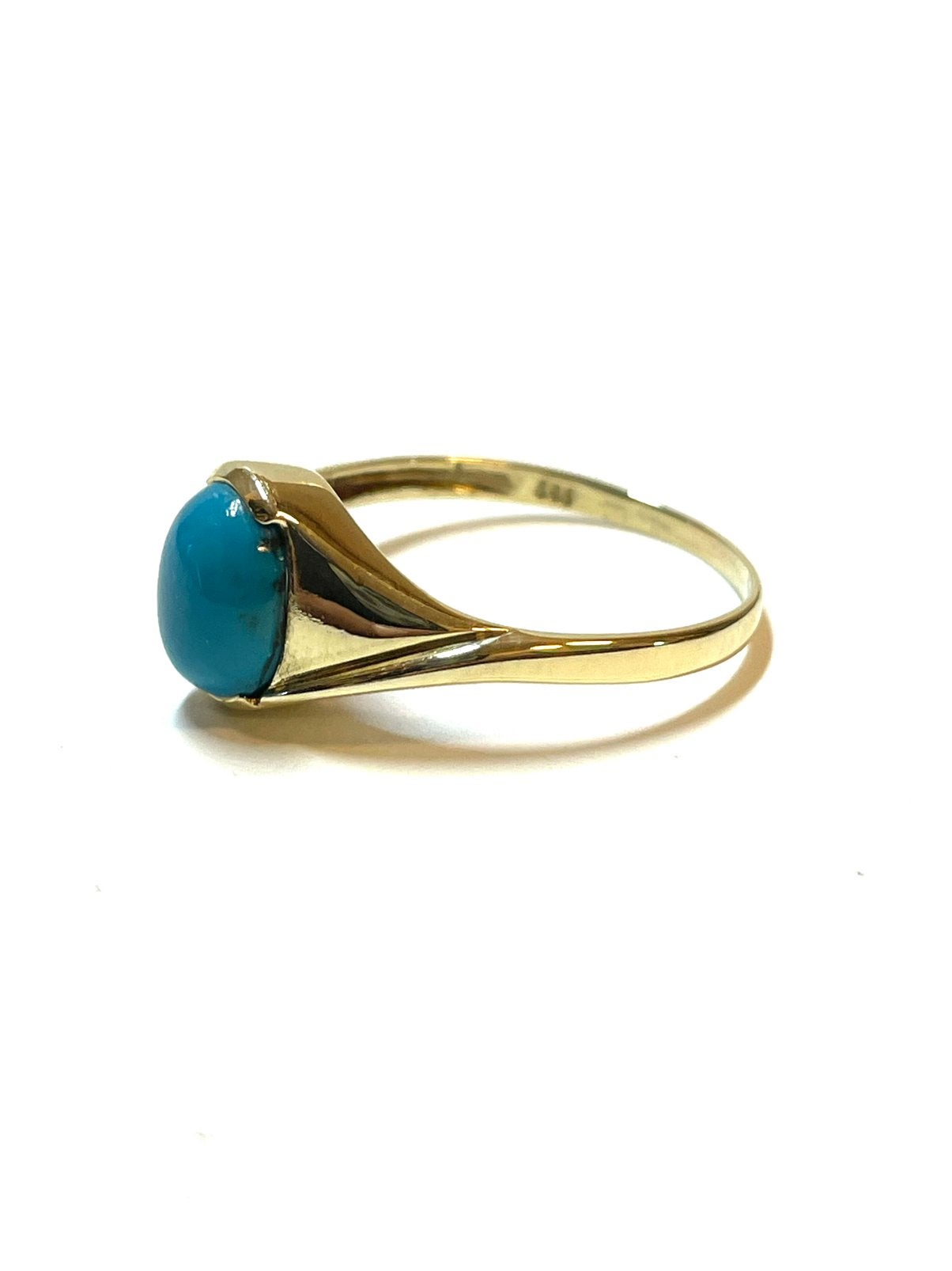 14k gouden ring met een blauwe steen, -, 19 tot 20, -, Ophalen of Verzenden