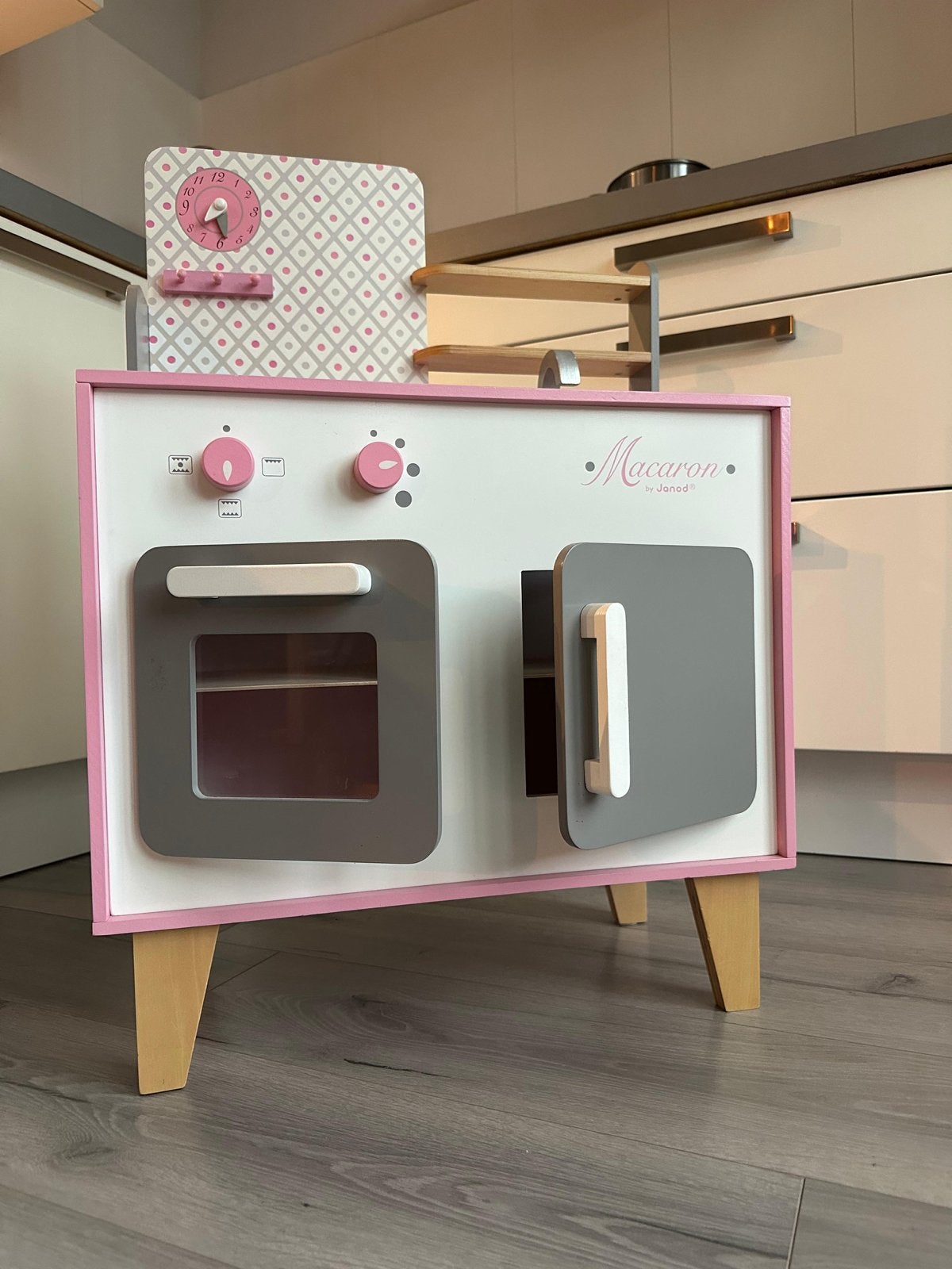 Janod Macaron Speelkeuken met uitgebreide inhoud, Ophalen of Verzenden, Zo goed als nieuw, Hout, Speelkeuken