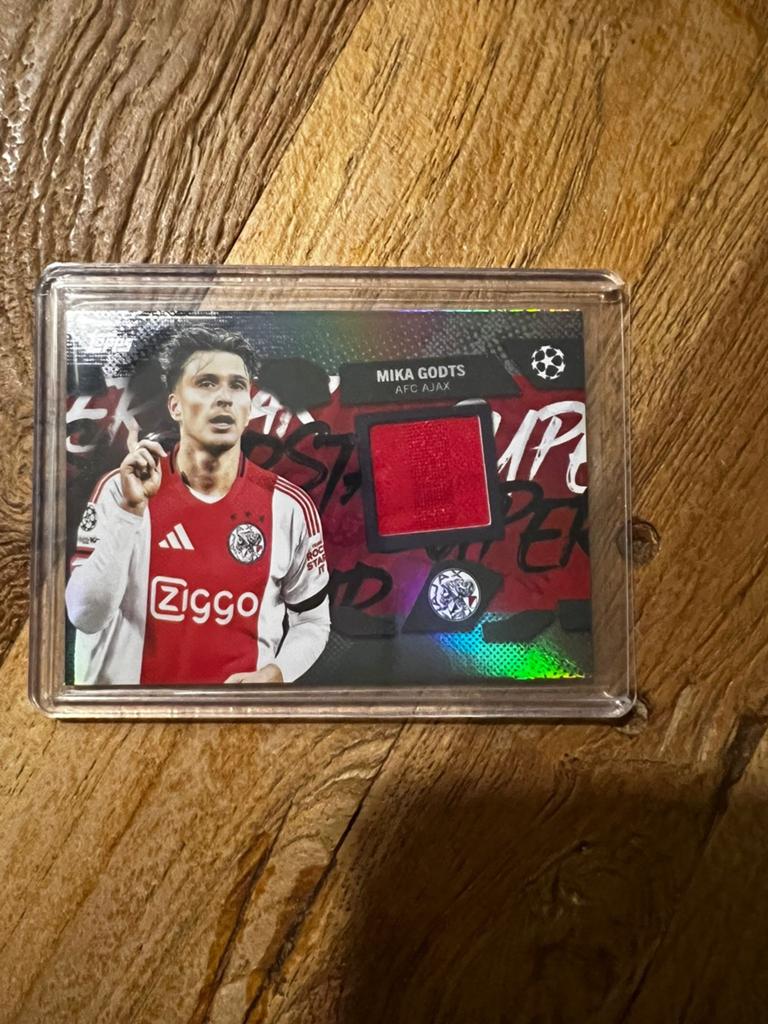 Mika Godts player worn patch card relic Ajax, Ophalen of Verzenden, Zo goed als nieuw, Plaatje