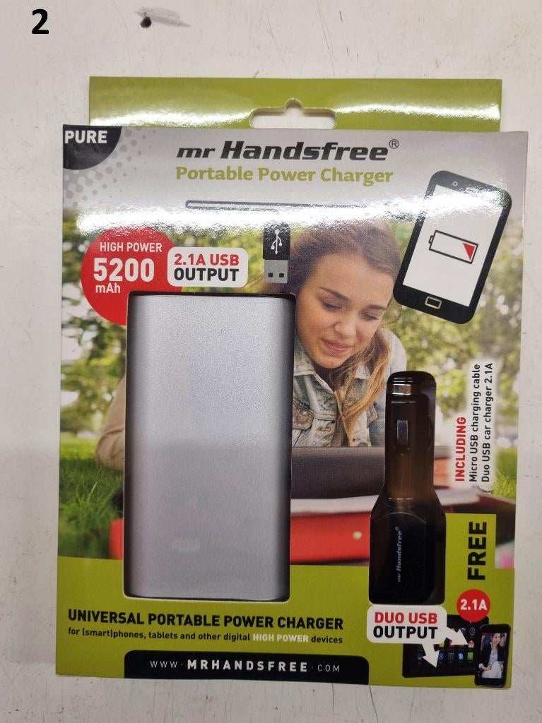 Powerbank MrHandsFree 5200mah met autolader, Ophalen of Verzenden, Nieuw, MrHandsfree