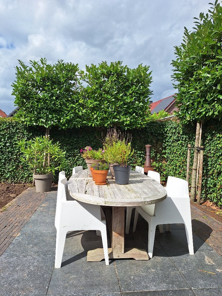 Tuintafel 240x120, Tuin en Terras, Ophalen, Gebruikt, Ovaal, Teakhout