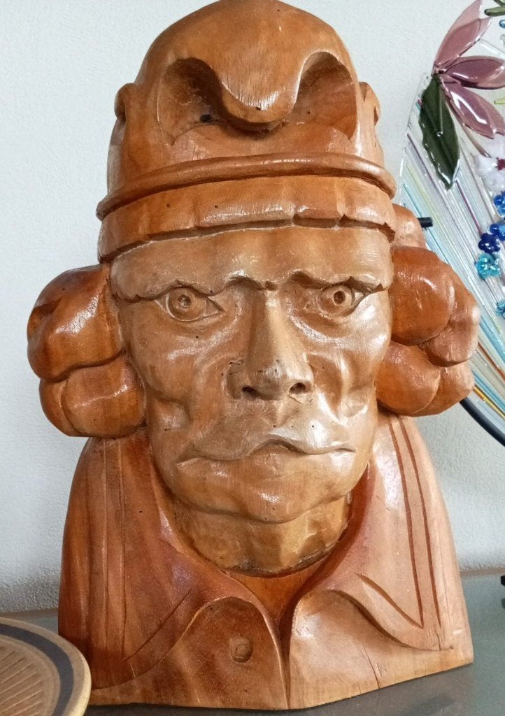 Replica houten beeld "Barry", Houtsnijwerk, Ophalen of Verzenden, Handgemaakt, 20 - 50 cm