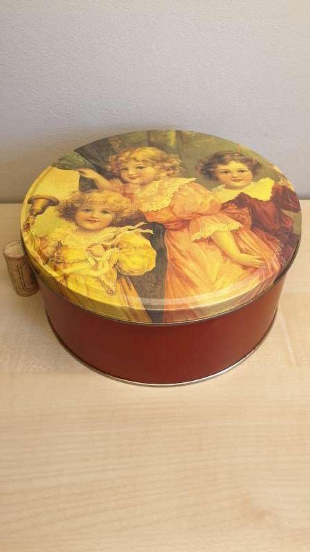 Blik, koektrommel, hoogte 9 cm, diameter 20 cm, Verzamelen, Blikken, Ophalen of Verzenden, Gebruikt, Koek(jes)
