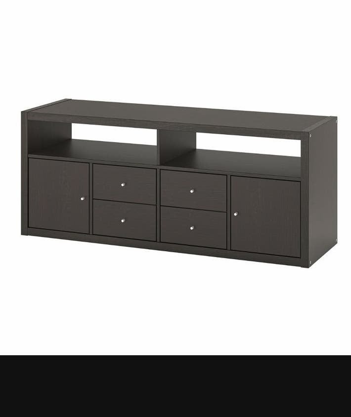 Kallax kast zwart, Ophalen, Nieuw, 25 tot 50 cm, Met deur(en)
