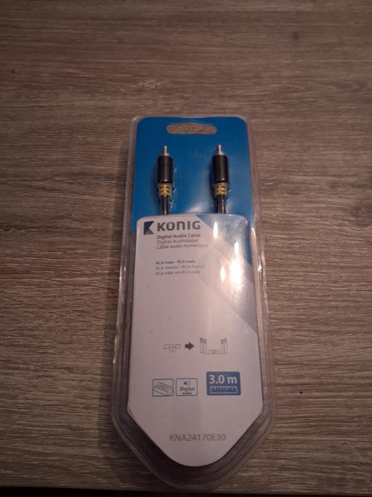 König Digitale Audiokabel RCA naar RCA - 3 meter, Ophalen of Verzenden, Nieuw, 2 tot 5 meter, Overige kabels