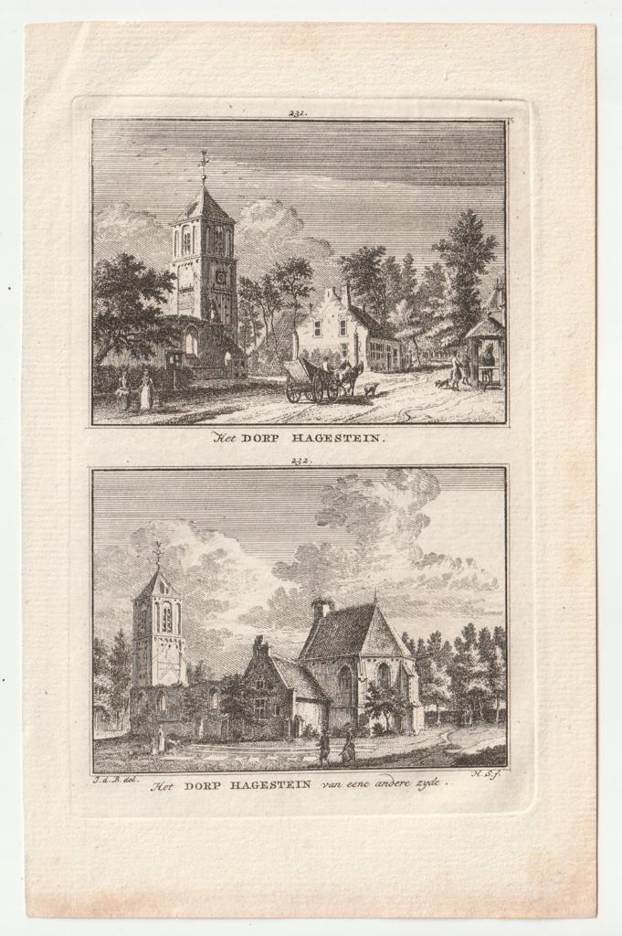 Het dorp Hagestein oude gravure Spilman ca. 1750, Antiek en Kunst, Kunst | Etsen en Gravures, Verzenden, Stadsgezicht, Gravure