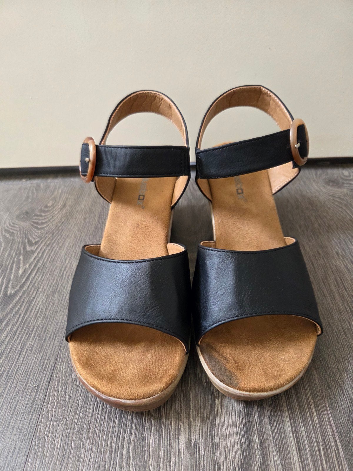ZGAN: Zwarte sandalen met hak - Maat 40, Blue Box, Zwart, Zo goed als nieuw, Sandalen of Muiltjes