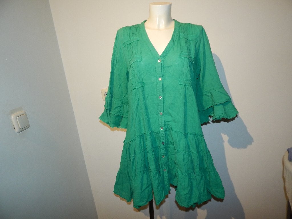 Devotion appeltjes groene Ibiza jurk uitlopend model M, Kleding | Dames, Maat 38/40 (M), Verzenden, Devotion, Knielengte