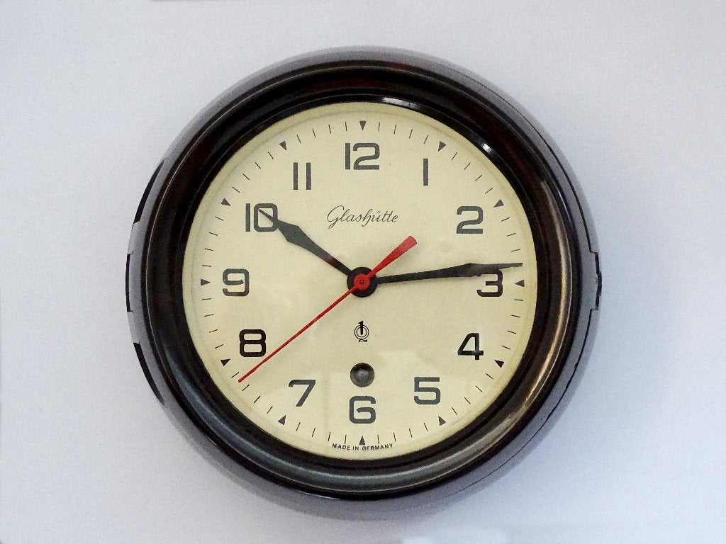 Prachtige Vintage Bakelieten Glashütte Scheepsklok, Verzenden, Zo goed als nieuw, Kaart, Foto of Prent